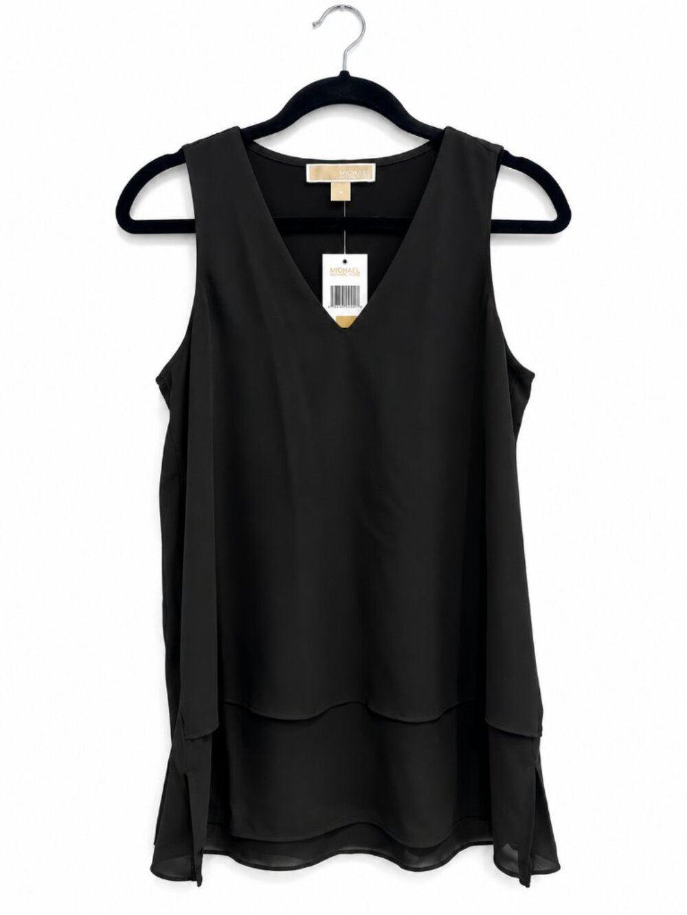 MICHAEL Michael Kors Black Layered V-Neck Sleeveless Top S NWT